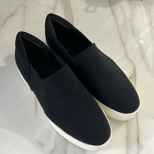 Black slip on platform shoes